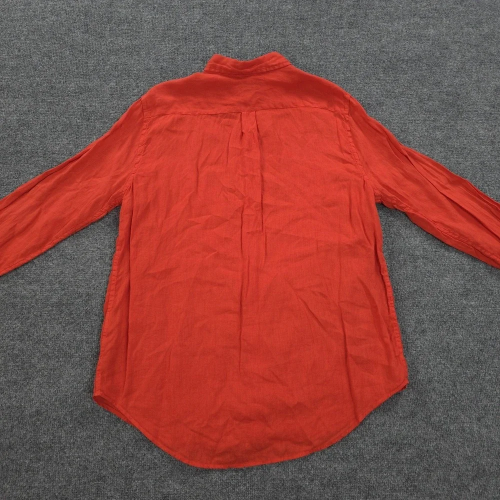 Vintage Polo Ralph Lauren Shirt Mens Large Red Linen Pony Logo Classic Fit